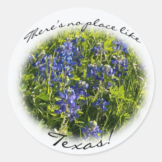 Bluebonnet "Es gibt keinen Ort wie Texas" Sticker (Vorderseite)