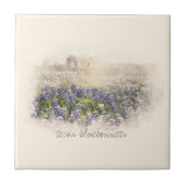 Bluebonnet Field Sketch Wasserfarbe Fliese (Vorderseite)