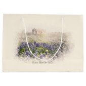 Bluebonnet Field Sketch Wasserfarbe Große Geschenktüte (Rückseite)