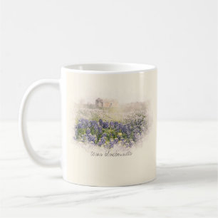 Bluebonnet Field Sketch Wasserfarbe Kaffeetasse