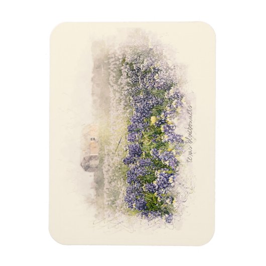 Bluebonnet Field Sketch Wasserfarbe Magnet (Vertikal)