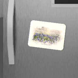 Bluebonnet Field Sketch Wasserfarbe Magnet