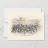 Bluebonnet Field Sketch Wasserfarbe Mitteilungskarte (Vorderseite)