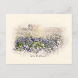 Bluebonnet Field Sketch Wasserfarbe Postkarte