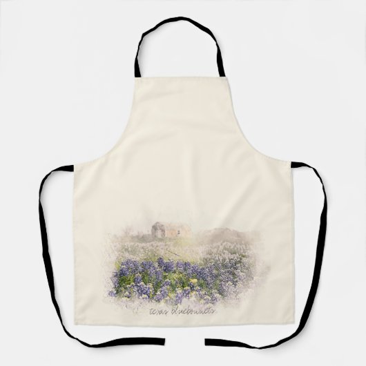 Bluebonnet Field Sketch Wasserfarbe Schürze (Vorderseite)