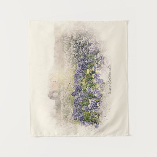 Bluebonnet Field Sketch Wasserfarbe Wandteppich (Vorderseite)