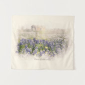Bluebonnet Field Sketch Wasserfarbe Wandteppich (Vorderseite (Horizontal))