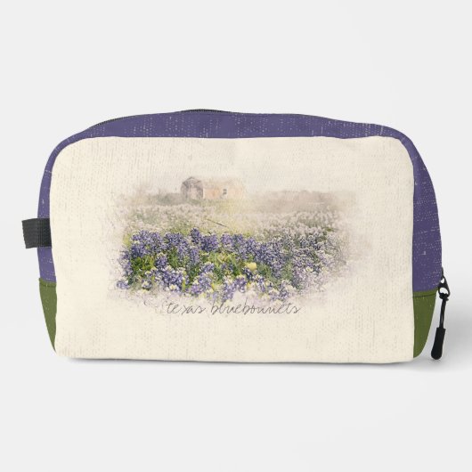 Bluebonnet Field Sketch Wasserfarbe Waschbeutel (Vorderseite)