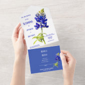Bluebonnet Floral on White, Wedding All In One Einladung (Abreißen)