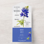 Bluebonnet Floral on White, Wedding All In One Einladung (Innen Boden)