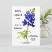 Bluebonnet Floral on White, Wedding Brautparty, Einladung (Stehend Vorderseite)