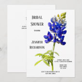 Bluebonnet Floral on White, Wedding Brautparty, Einladung (Vorne/Hinten)