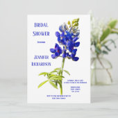 Bluebonnet Floral on White, Wedding Brautparty, Einladung (Stehend Vorderseite)