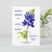 Bluebonnet Floral on White, Wedding Couples Dusche Einladung (Stehend Vorderseite)