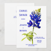 Bluebonnet Floral on White, Wedding Couples Dusche Einladung (Vorne/Hinten)