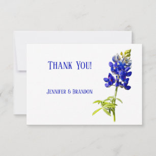 Bluebonnet Floral on White, Wedding Dankeskarte