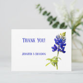 Bluebonnet Floral on White, Wedding Dankeskarte (Stehend Vorderseite)