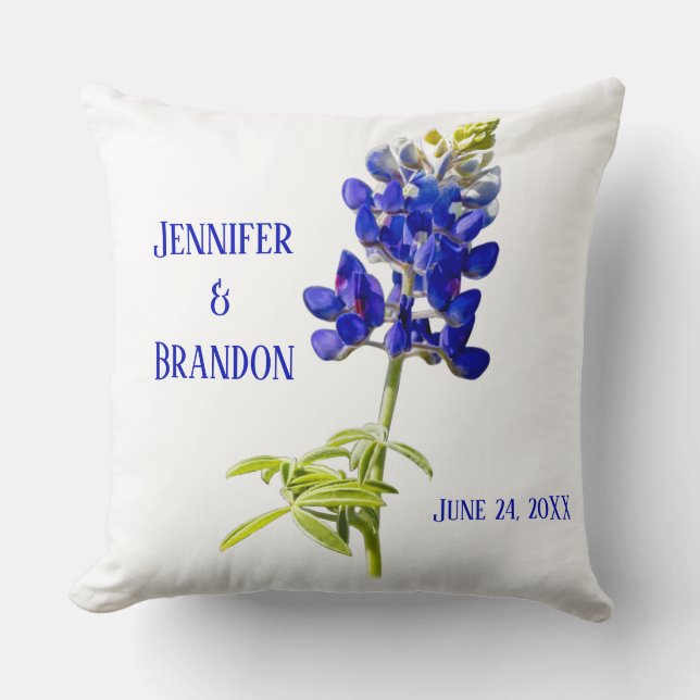 Bluebonnet Floral on White, Wedding Kissen (Vorderseite)