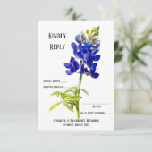 Bluebonnet Floral on White, Wedding RSVP, Dankeskarte (Stehend Vorderseite)
