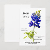 Bluebonnet Floral on White, Wedding RSVP, Dankeskarte (Vorne/Hinten)