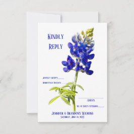 Bluebonnet Floral on White, Wedding RSVP, Dankeskarte