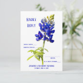 Bluebonnet Floral on White, Wedding RSVP, Dankeskarte (Stehend Vorderseite)