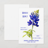 Bluebonnet Floral on White, Wedding RSVP, Dankeskarte (Vorne/Hinten)