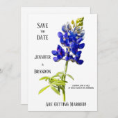Bluebonnet Floral on White, Wedding Save the Date, Einladung (Vorne/Hinten)