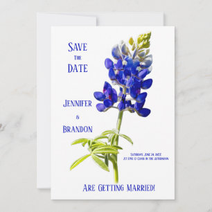 Bluebonnet Floral on White, Wedding Save the Date, Einladung