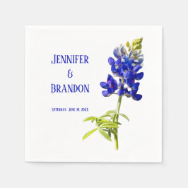 Bluebonnet Floral on White, Wedding Serviette
