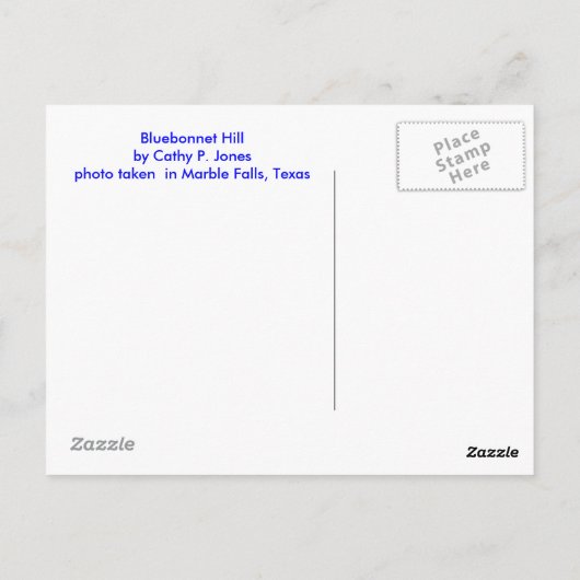 Bluebonnet Hill Postkarte (Rückseite)