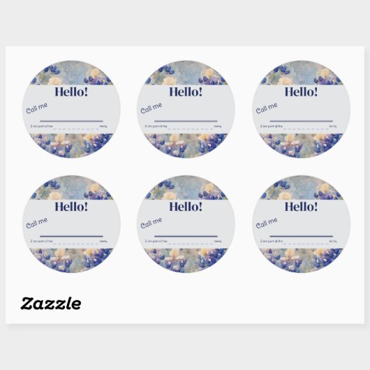 Bluebonnet, Land Boho, Selbsteinführung Runder Aufkleber (Blatt)