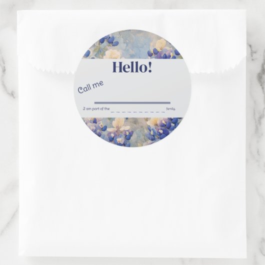 Bluebonnet, Land Boho, Selbsteinführung Runder Aufkleber (Tasche)