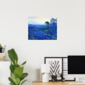 Bluebonnet Landschaft mit Cacti & Mountain Laurel Poster (Heimbüro)