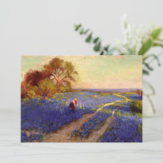 Bluebonnet-Szene mit Mädchen Karte (Stehend Vorderseite)