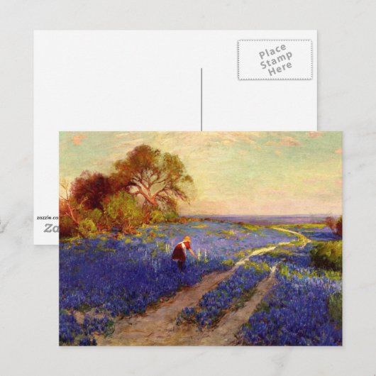 Bluebonnet-Szene mit Mädchen Postkarte (Vorne/Hinten)