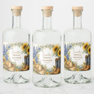 Bluebonnet Texas Sonnenblume Boho Brautparty Alkoholflaschenetikett
