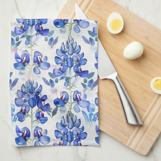 Bluebonnet Texas Wild Blume Pattern Geschirrtuch (Viertel Falte)