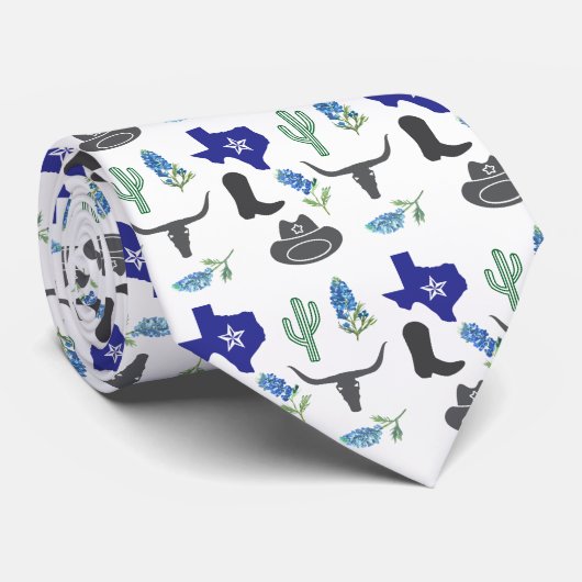 Bluebonnet Texas Wildblume Wasserfarbmuster Krawatte (Gerollt)