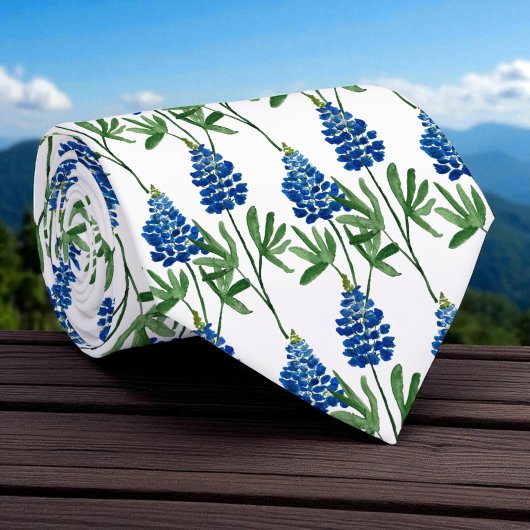 Bluebonnet Texas Wildblume Wasserfarbmuster Krawatte