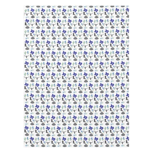 Bluebonnet Texas Wildblume Wasserfarbmuster Tischdecke (Vorderseite)