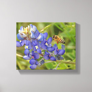 Bluebonnet- und Bienen-Foto-Leinwand Leinwanddruck