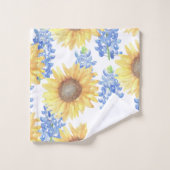 Bluebonnet und Sonnenblumen Badhandtuch Set (Waschlappen)