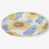 Bluebonnet und Sonnenblumen Pappteller (Schrägansicht)