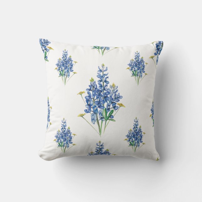 Bluebonnet und Wildblume Muster Kissen (Vorderseite)