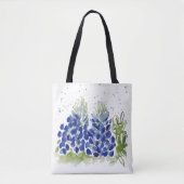 Bluebonnet Wasserfarbe Totbeutel Tasche (Vorderseite)