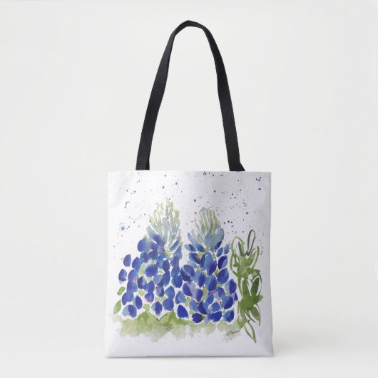 Bluebonnet Wasserfarbe Totbeutel Tasche (Vorderseite)