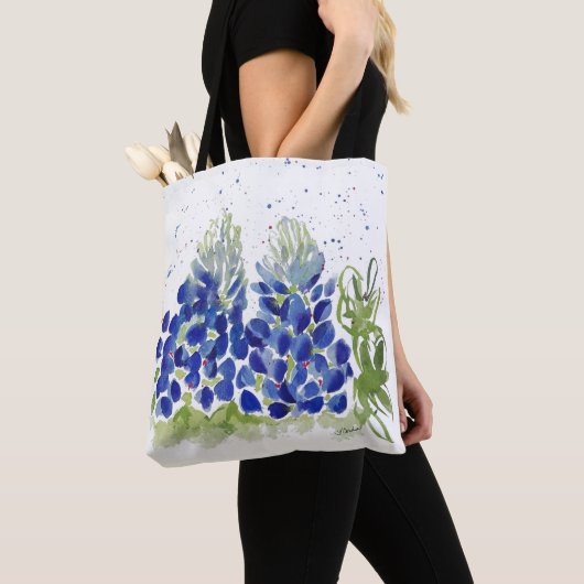 Bluebonnet Wasserfarbe Totbeutel Tasche (Von Nahem)