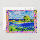 Bluebonnet-Wildblumen-Tropfen Postkarte (Vorne/Hinten)