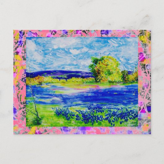 Bluebonnet-Wildblumen-Tropfen Postkarte (Vorderseite)